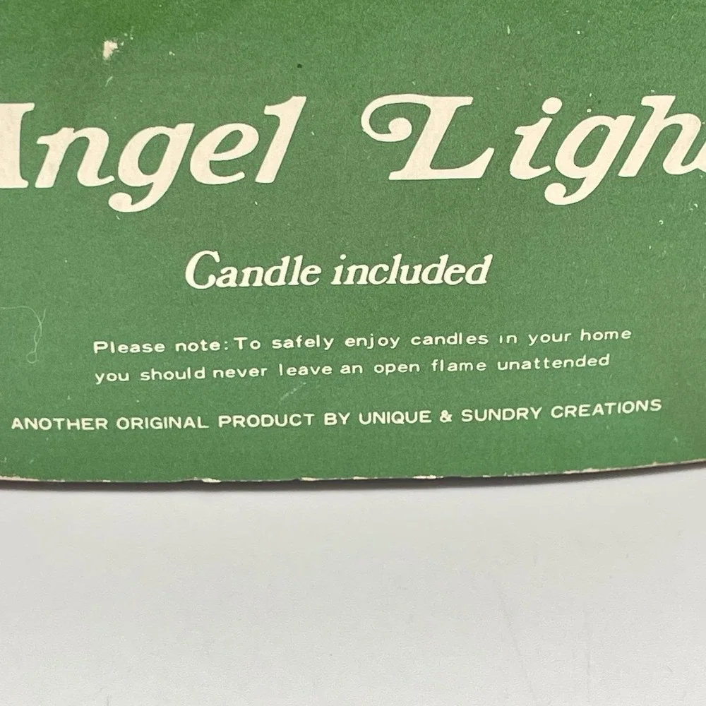 Vintage 1970s Angel Light Candle Holder Japan‎ White Bisque Figurine w Box
